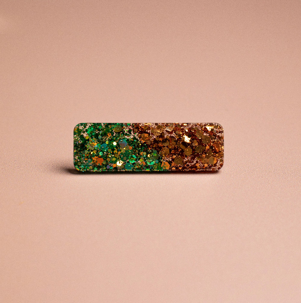 barrette verte et doré pour cheveux