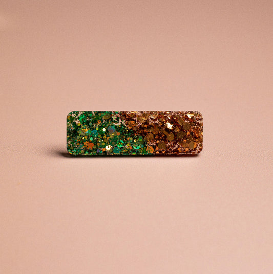 barrette verte et doré pour cheveux